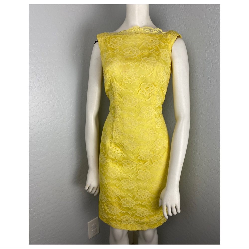 Vintage Yellow Lace Lilli Diamond Dress & Coat Set - Picture 4 of 10